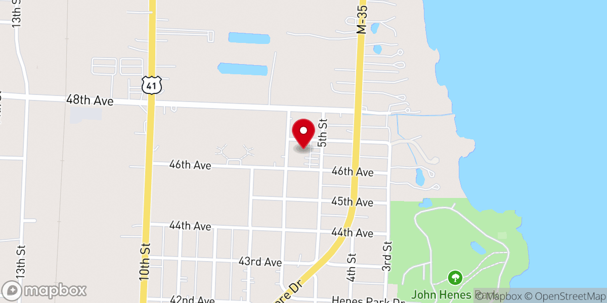 Map showing location of North Shore Baptist Church