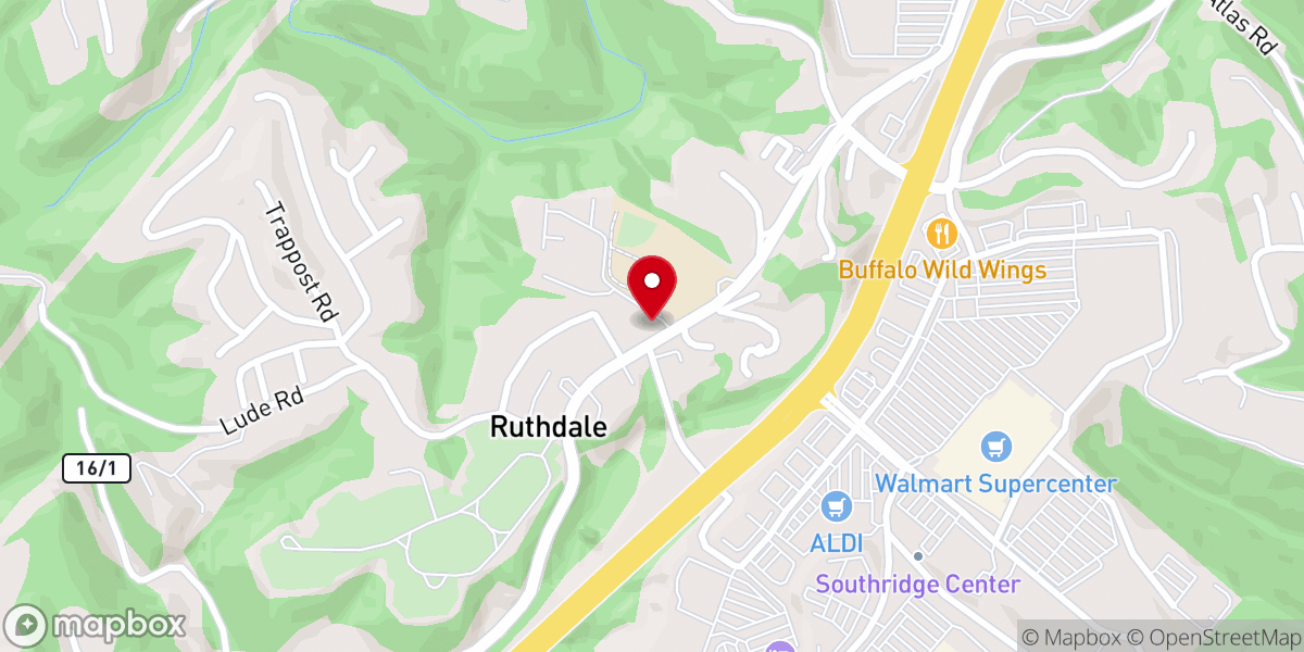 Map showing location of Southridge Free Will Baptist Church