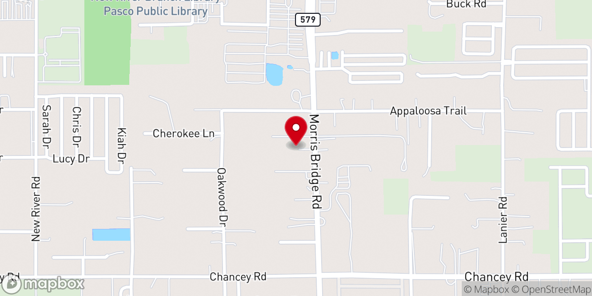Map showing location of Charity Baptist Church, Wesley Chapel