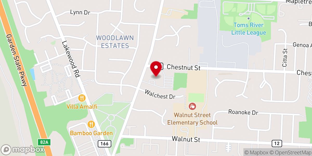 Map showing location of First United Methodist Church of Toms River