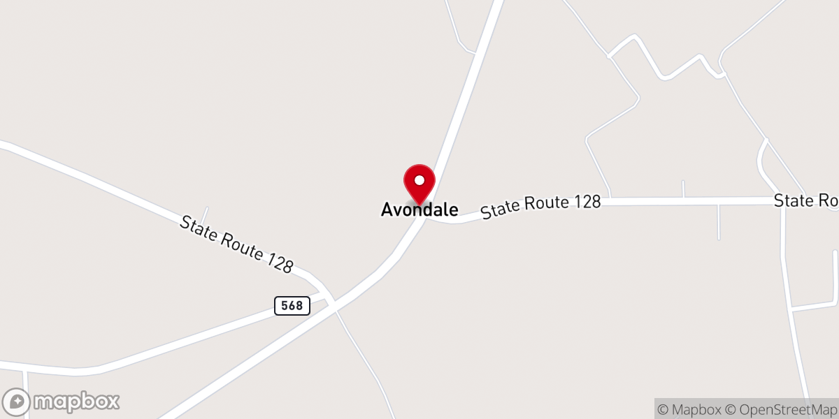 Map showing location of Avondale