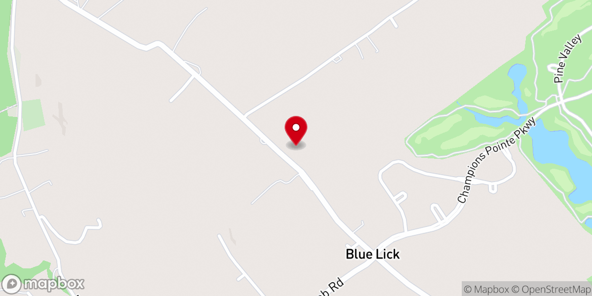 Map showing location of Blue Lick Church