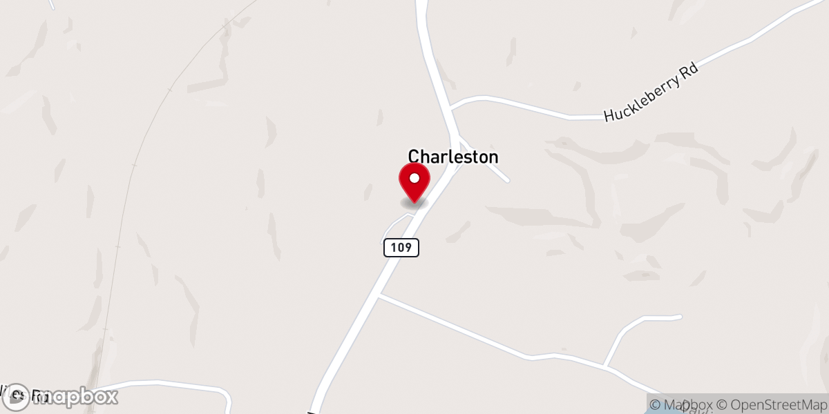 Map showing location of Charleston First Baptist Church