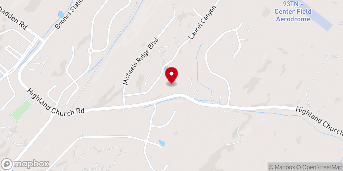 Map showing location of Highland Baptist Church