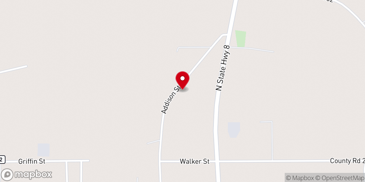 Map showing location of Antioch Baptist Church