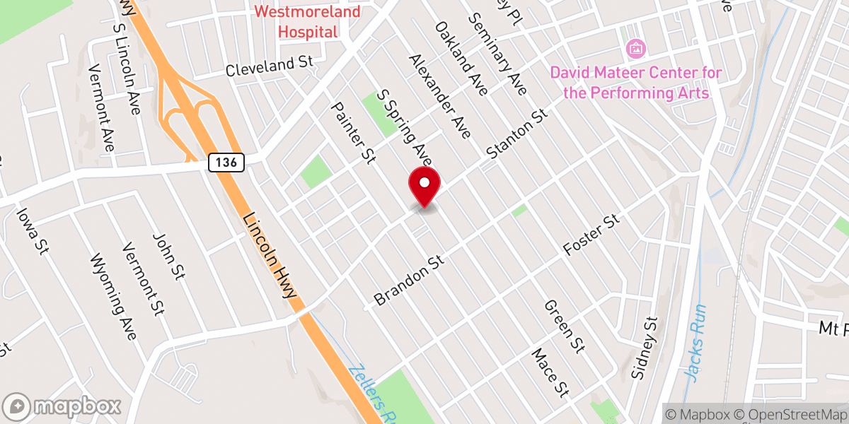 Map showing location of Greensburg Church of The Brethren