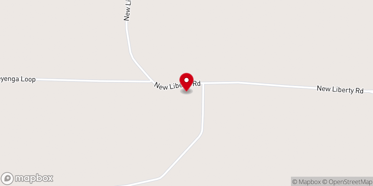 Map showing location of New Liberty Baptist Church