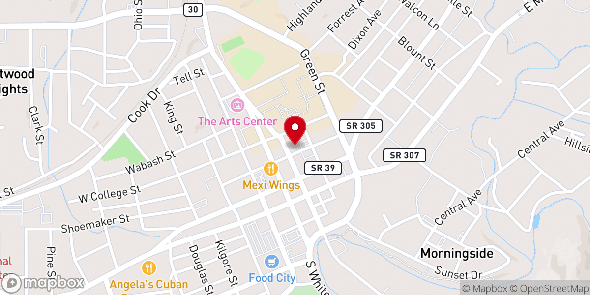 Map showing location of Mars Hill Presbyterian Church
