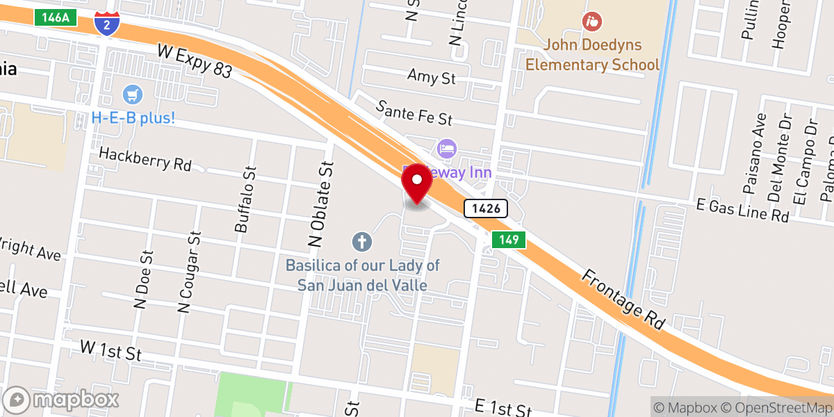 Map showing location of Our Lady Of San Juan Del Valle Welcome Plaza