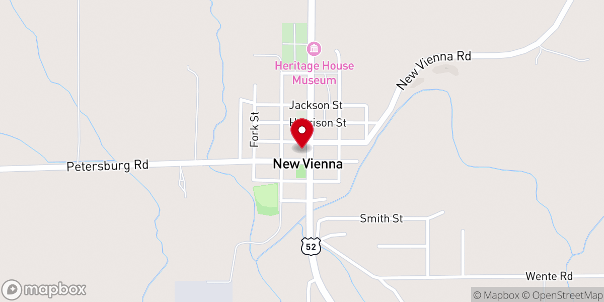 Map showing location of New Vienna Community Center