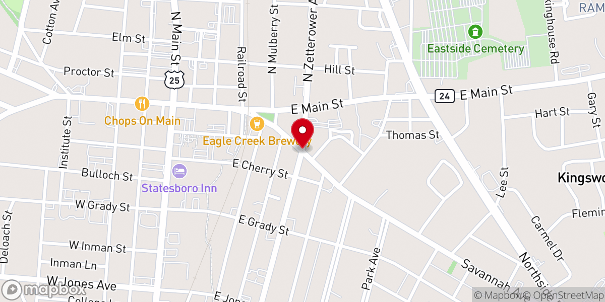Map showing location of Statesboro Deliverance Church