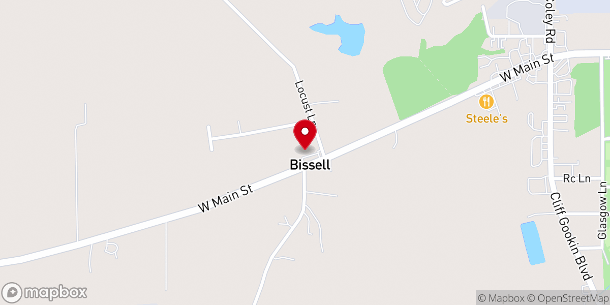 Map showing location of Bissell Baptist Church