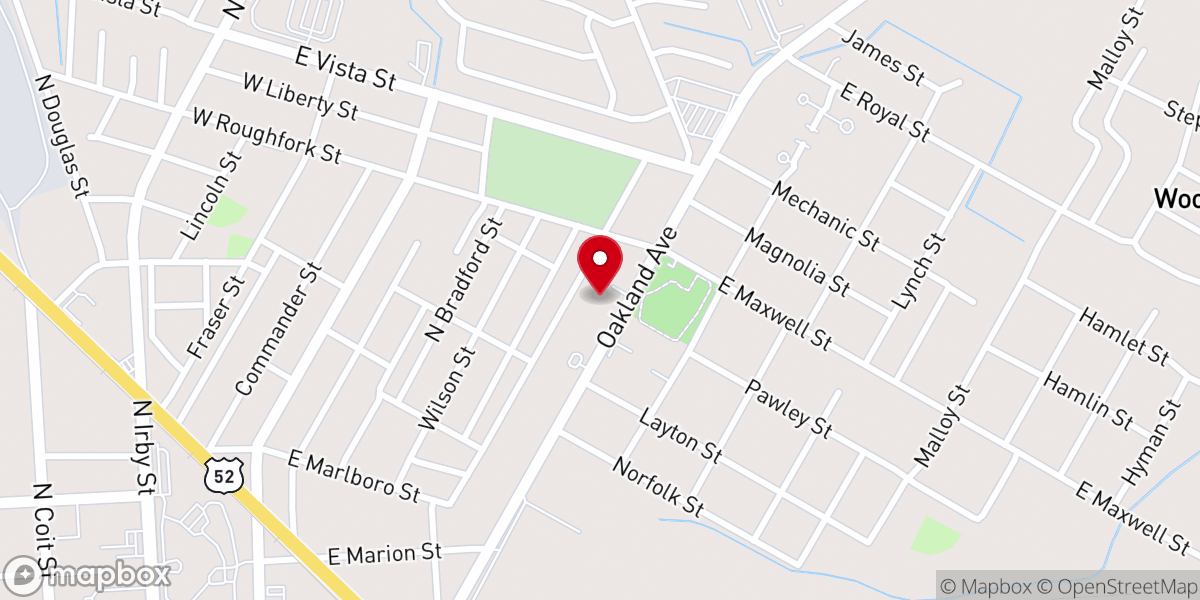 Map showing location of Oakland Avenue Seventh Day Adventist Church