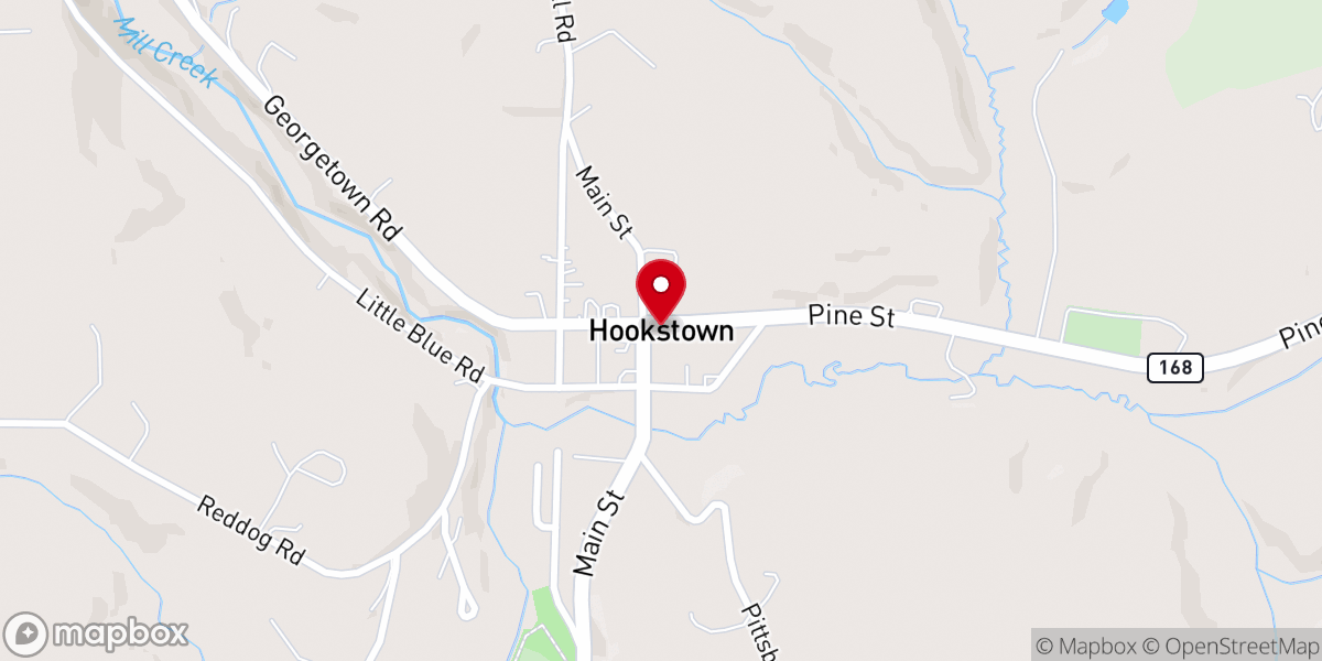 Map showing location of Hookstown