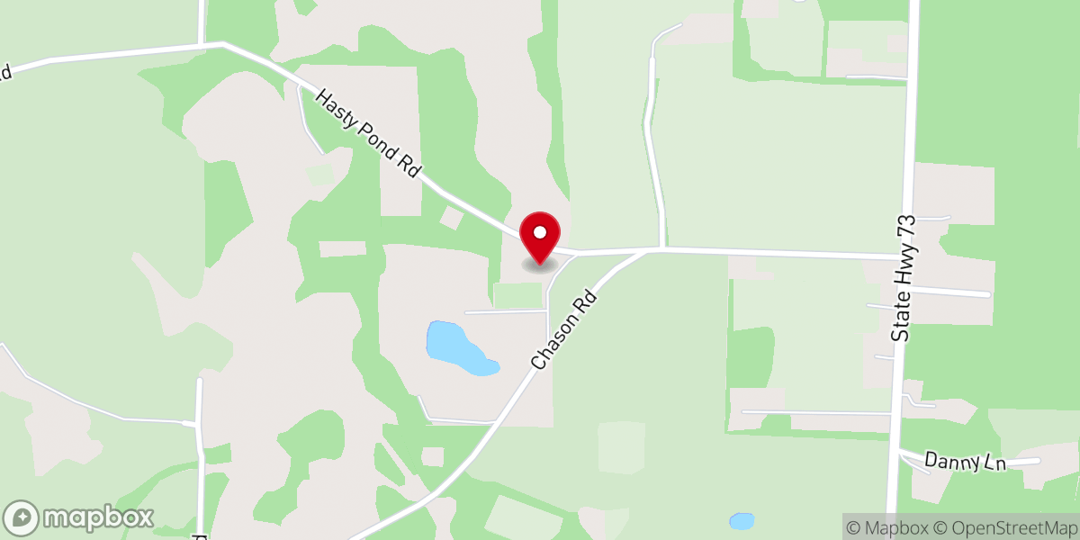 Map showing location of Hasty Pond Church