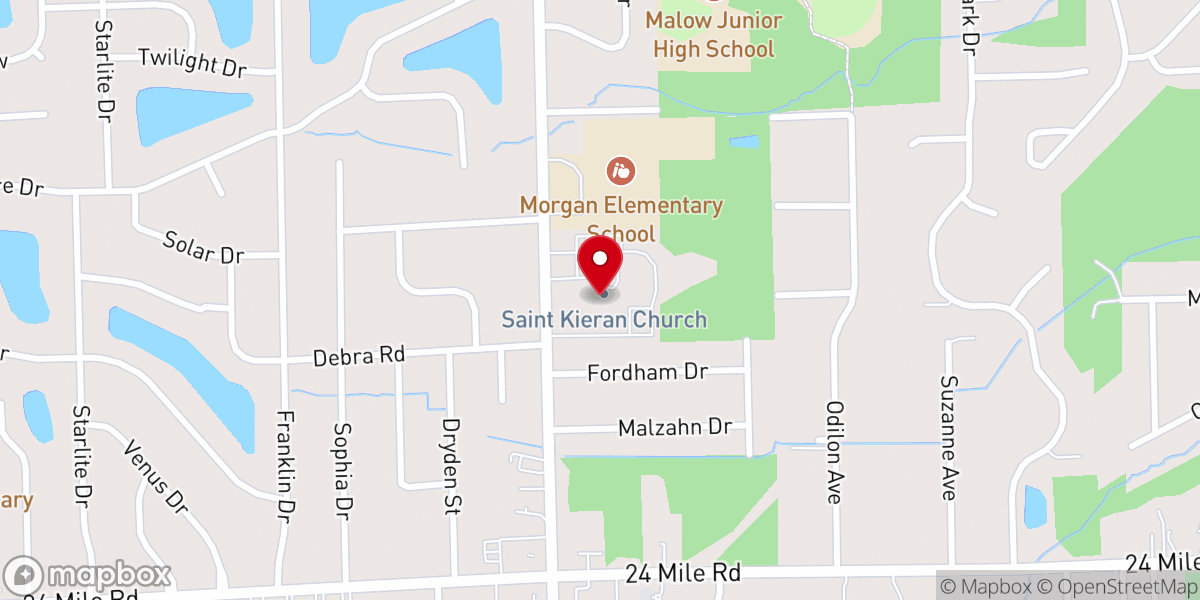 Map showing location of St Kieran Church