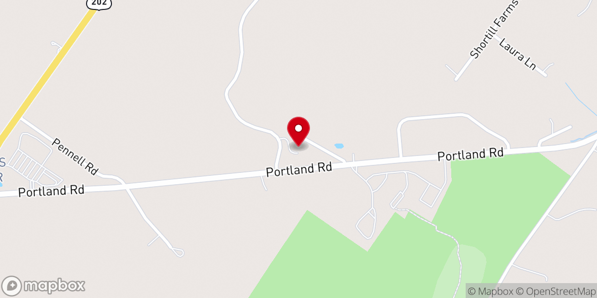 Map showing location of Bar Mills Community Church