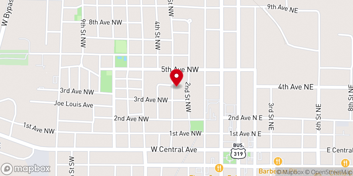 Map showing location of Williams Tabernacle Christian Methodist Episcopal Church