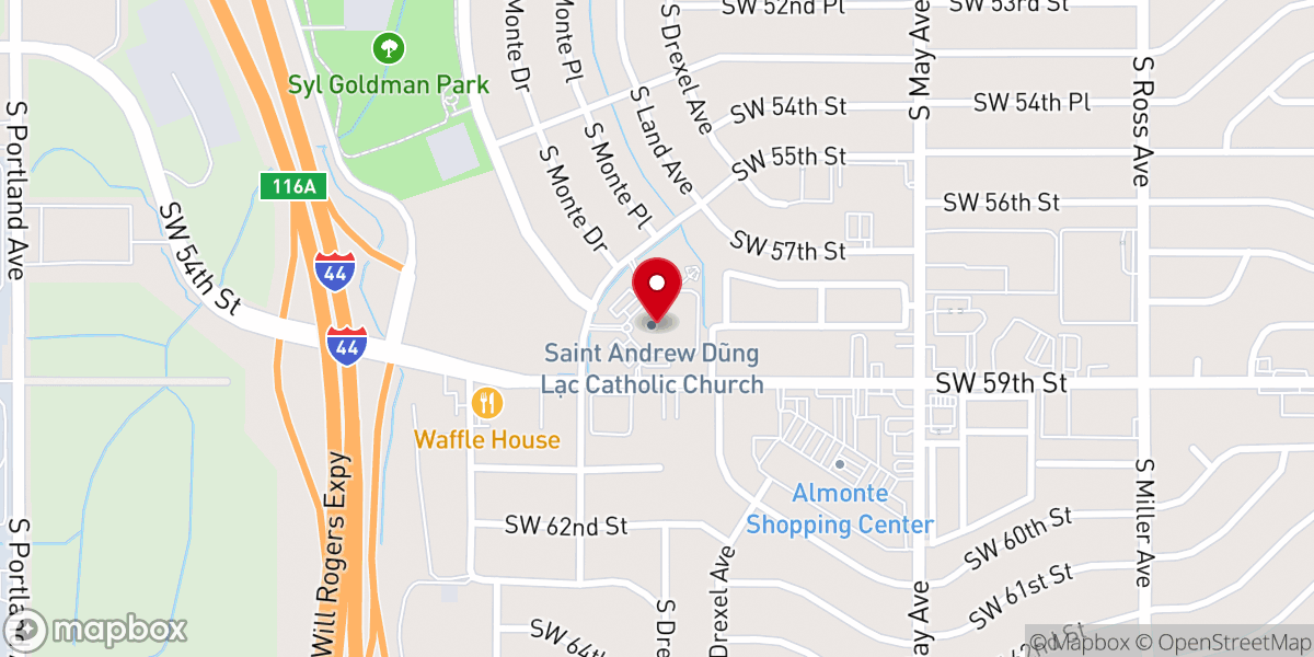 Map showing location of Saint Andrew Dung-Lac Catholic Church