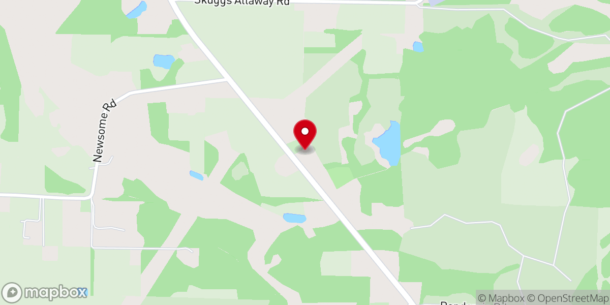 Map showing location of Traveler's Rest Free Will Baptist Church