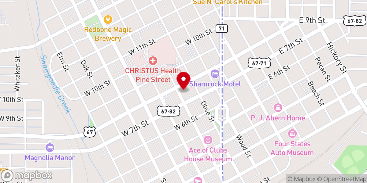 Map showing location of Church of Christ on Pine Street
