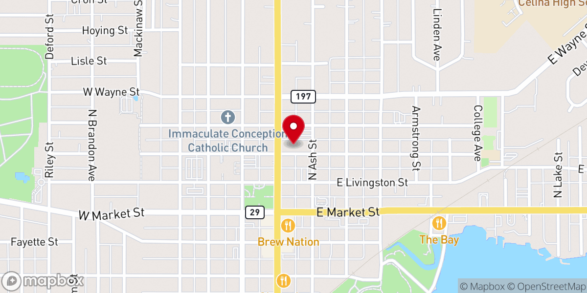 Map showing location of Grand Lake United Methodist Church