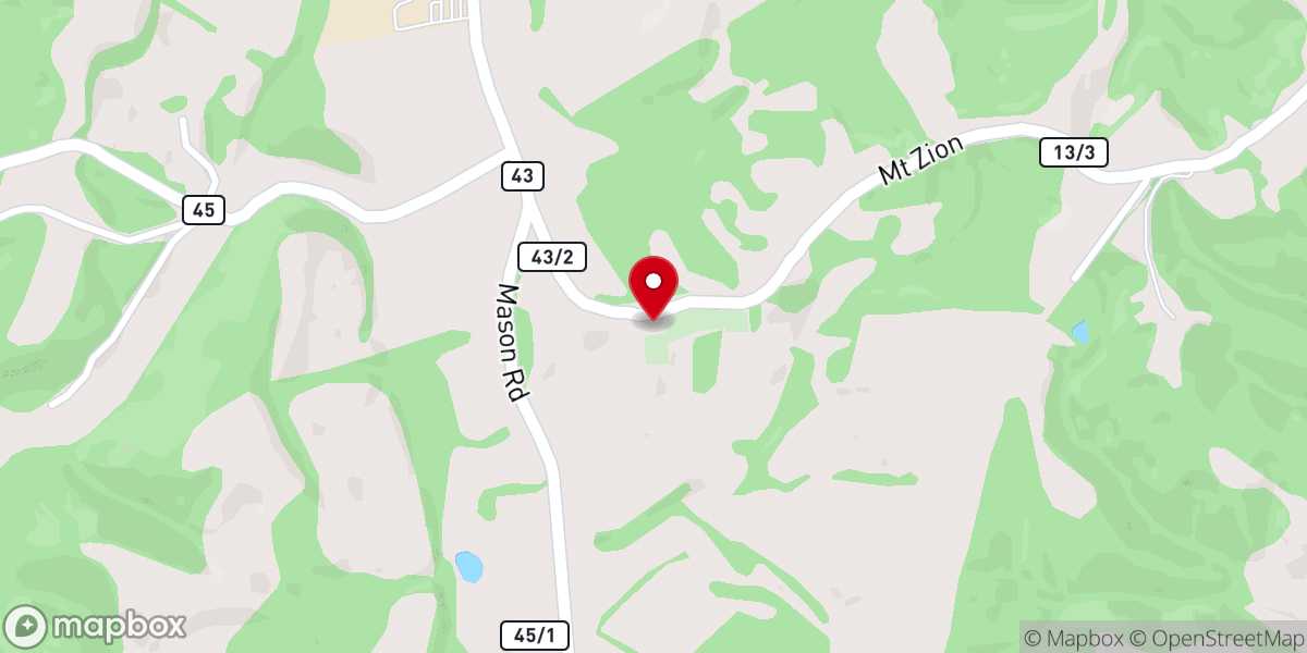Map showing location of Mount Zion Church