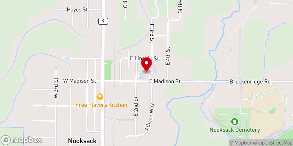 Map showing location of Nooksack Valley Reformed Church