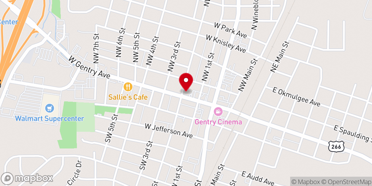 Map showing location of Checotah First United Methodist Church