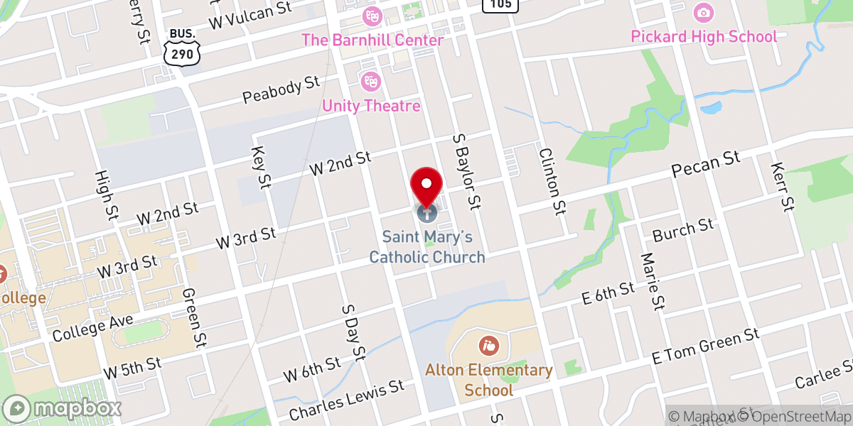 Map showing location of St Mary's Catholic Church