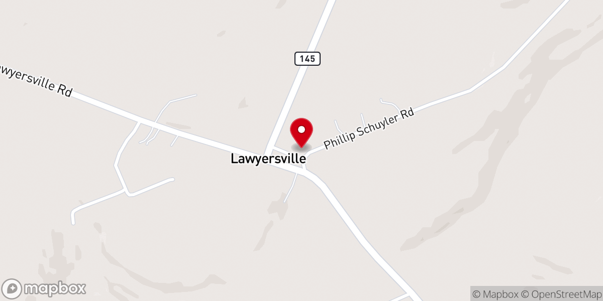 Map showing location of Lawyersville Reformed Church