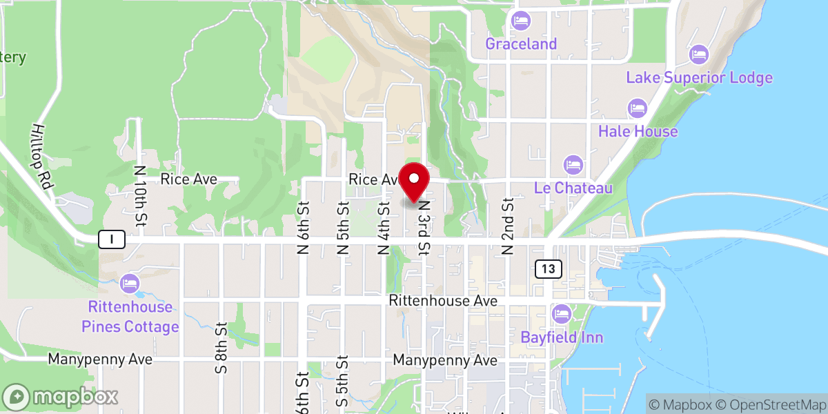 Map showing location of Christ Episcopal Church, Bayfield WI