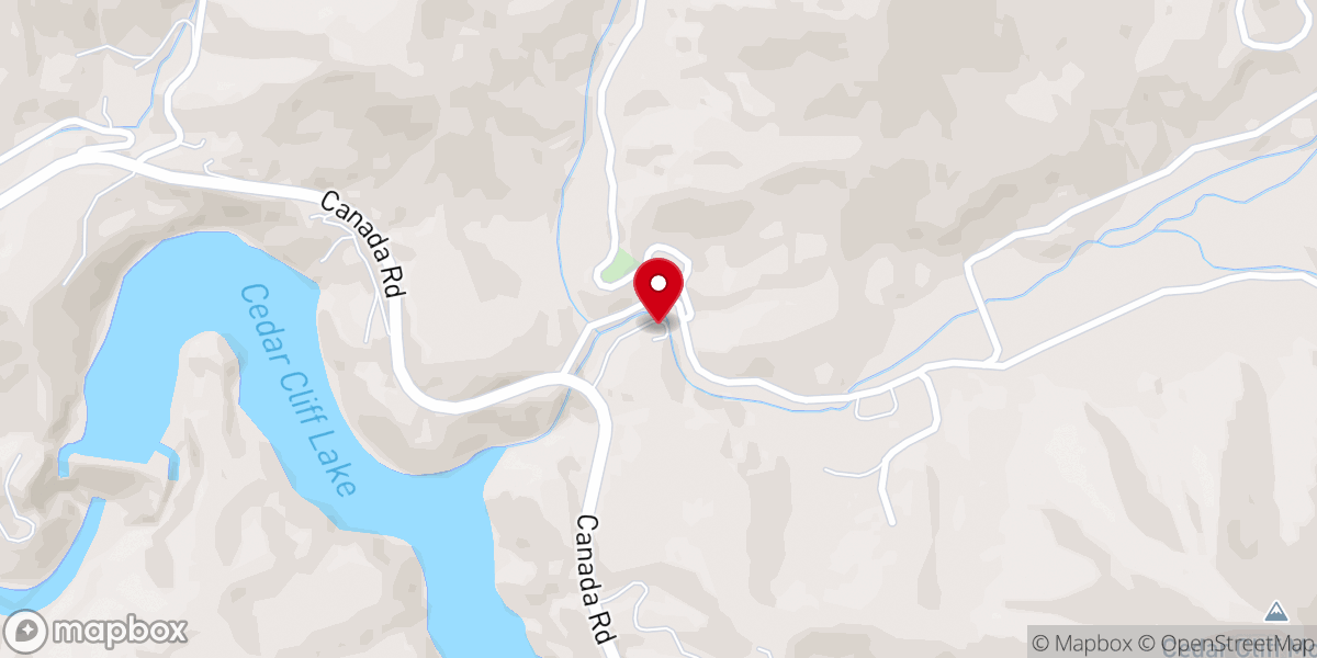 Map showing location of Cedar Cliff Church