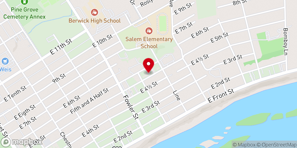 Map showing location of Berwick Christian Church