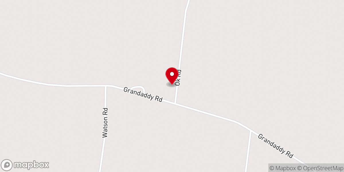 Map showing location of O K Baptist Church