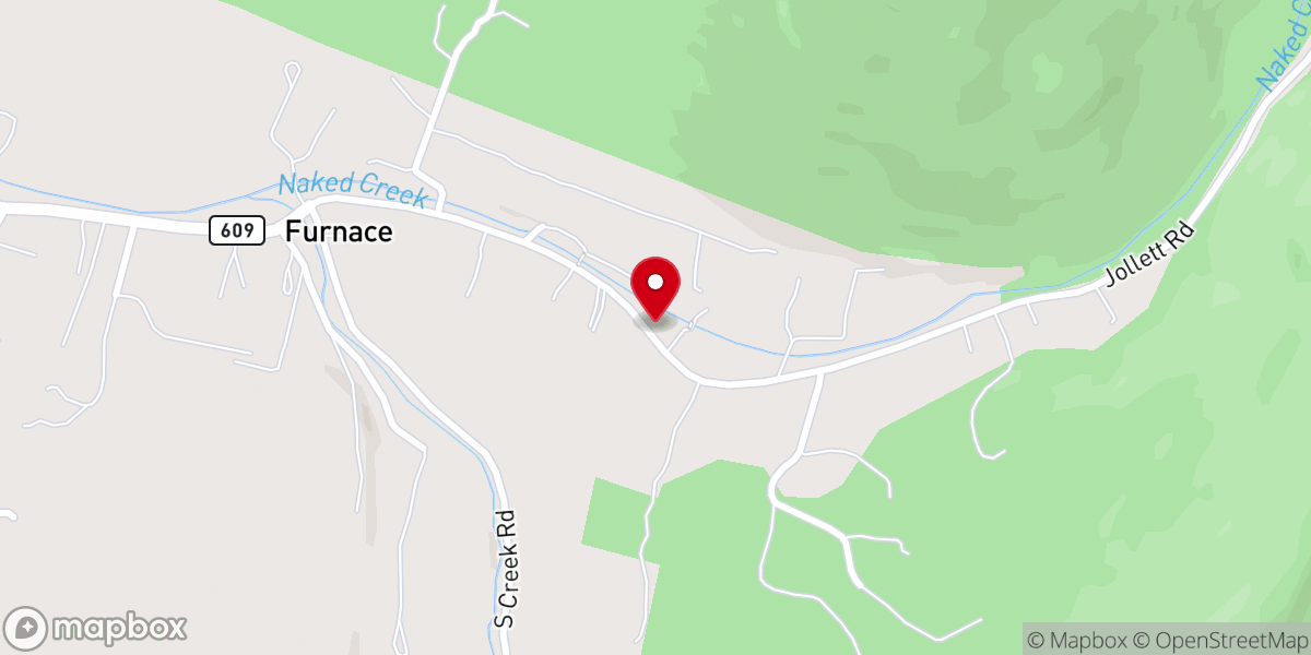 Map showing location of Naked Creek Church