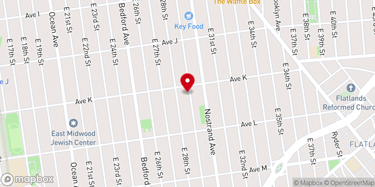 Map showing location of Young Israel of Avenue K