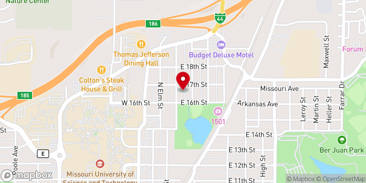 Map showing location of Rolla First Assembly of God