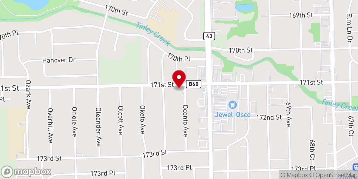 Map showing location of Abundant Life Assembly of Tinley Park