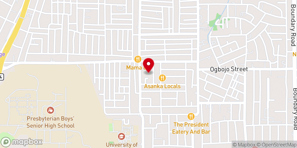 Map showing location of Madina Central S.D.A Church