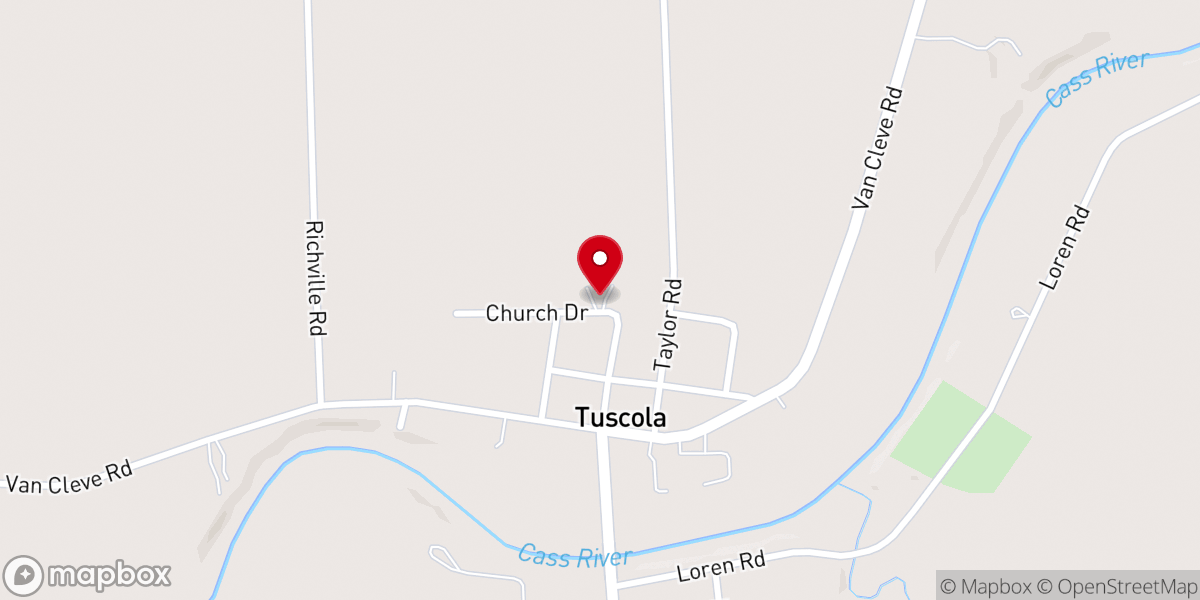 Map showing location of Tuscola Community Church