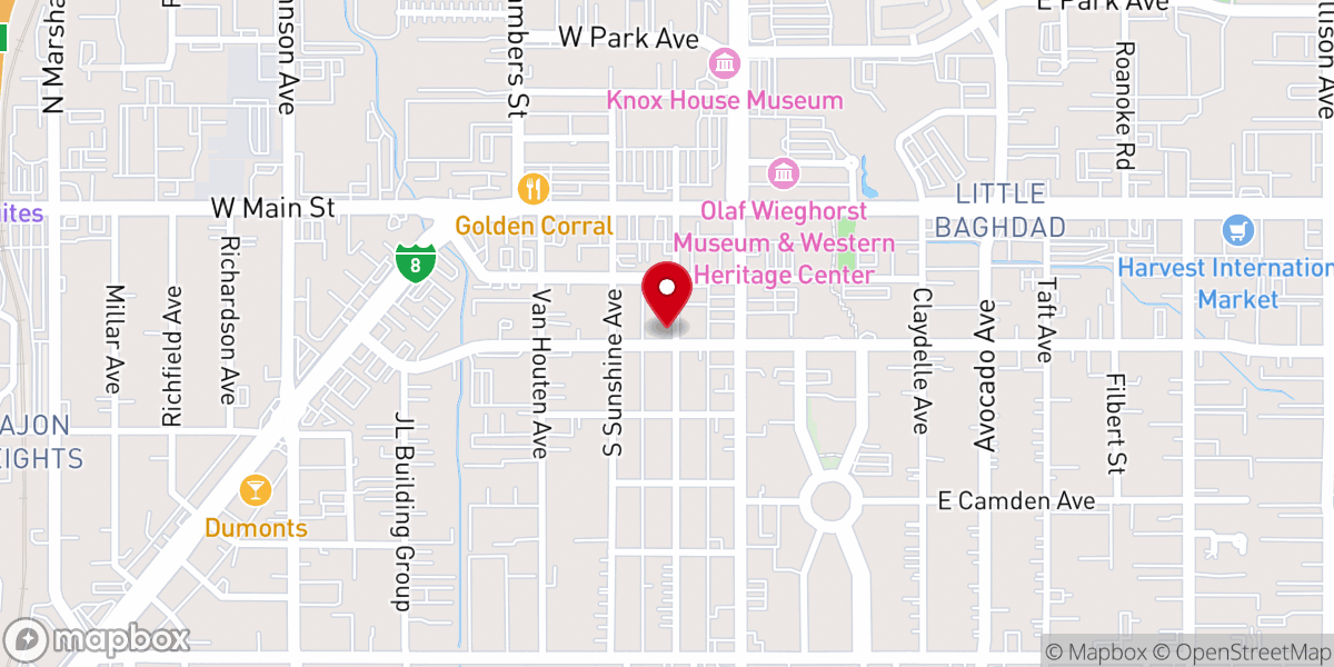 Map showing location of Harvest Time Assembly of God Church