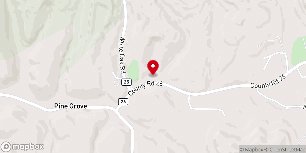 Map showing location of Pine Grove Church