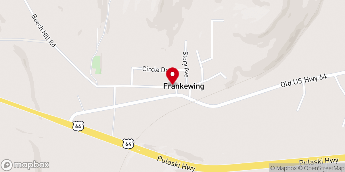 Map showing location of Frankewing Presbyterian Church