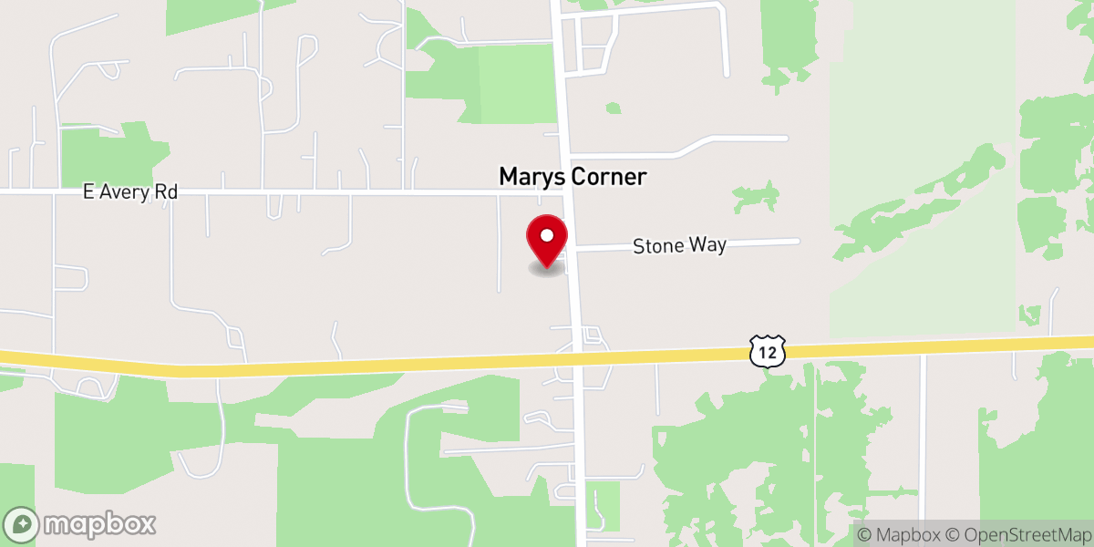 Map showing location of Jackson Prairie Church