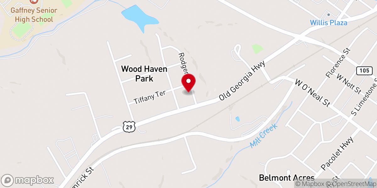 Map showing location of Awaken Church of Gaffney