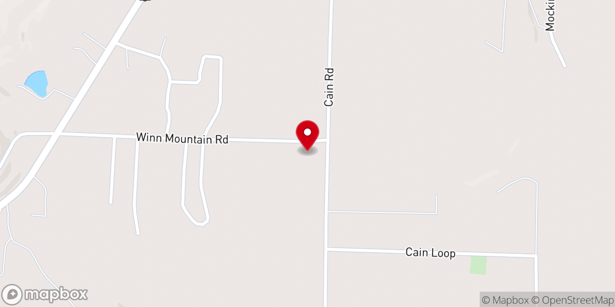 Map showing location of Cain Church
