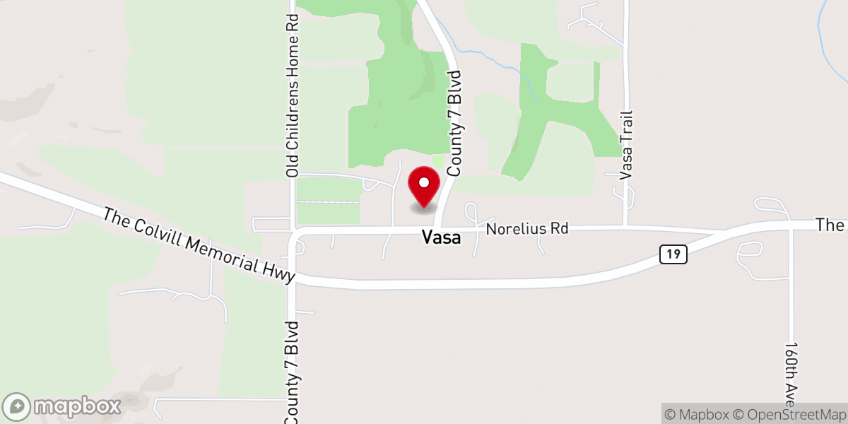 Map showing location of Vasa Museum Lutheran Church