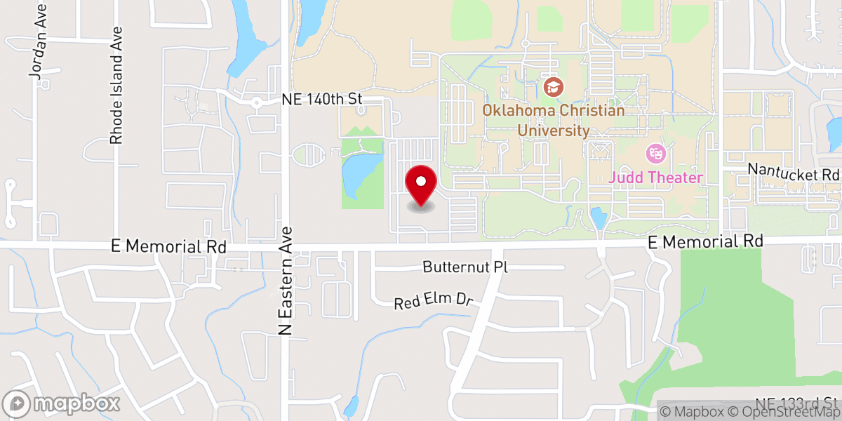Map showing location of Memorial Road Church of Christ
