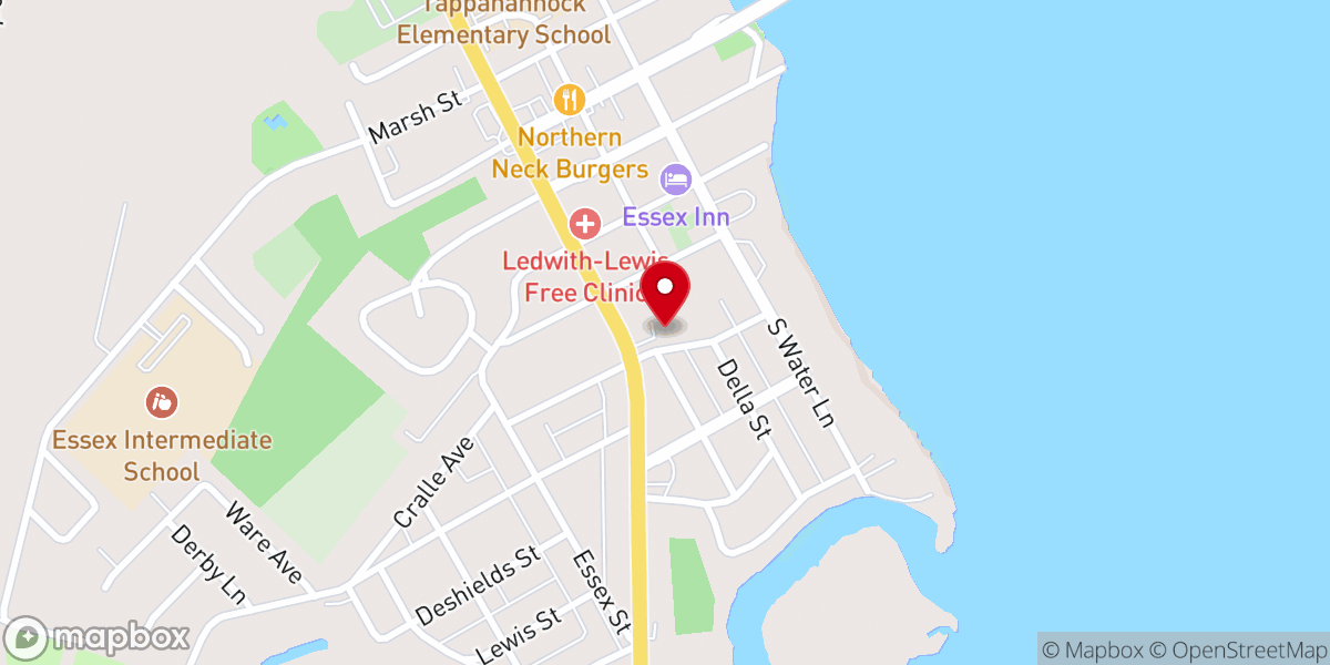 Map showing location of Tappahannock Memorial United Methodist Church